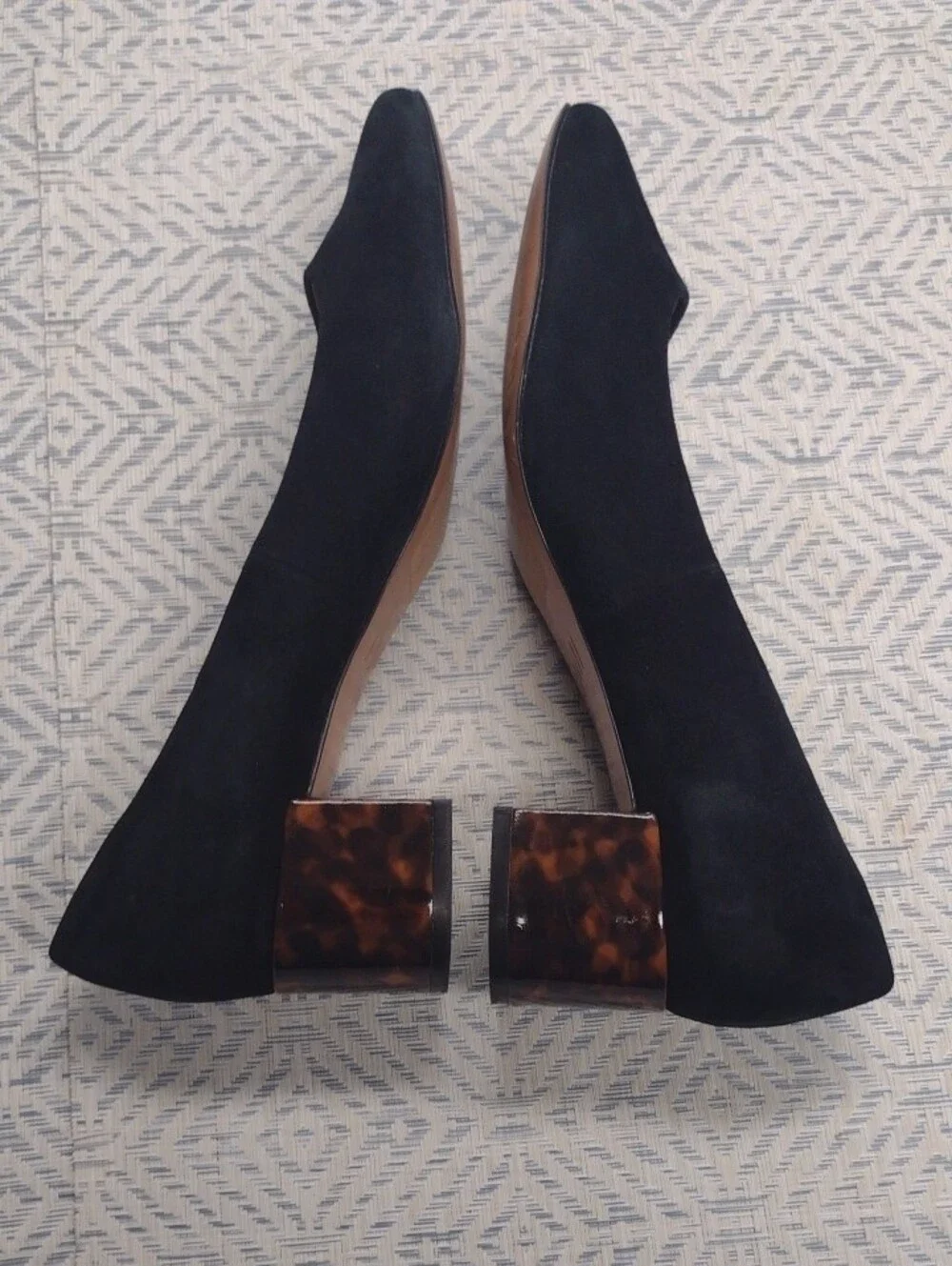 J. Jill Black Suede Block Heel Pumps with Tortoiseshell Heel